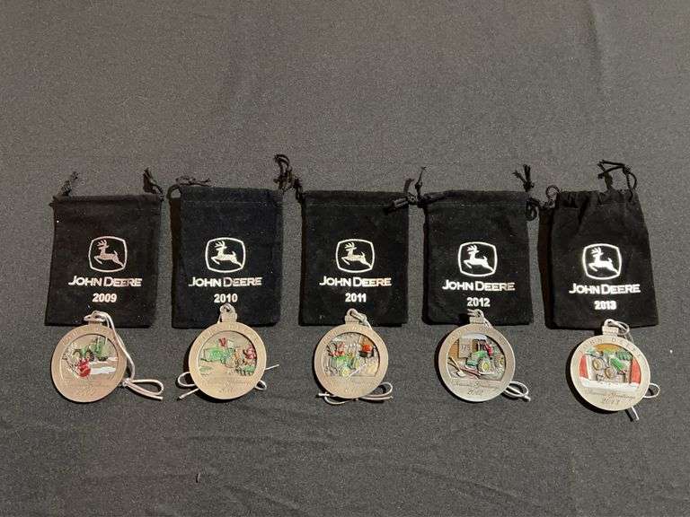 (5) John Deere Pewter Christmas Ornaments image