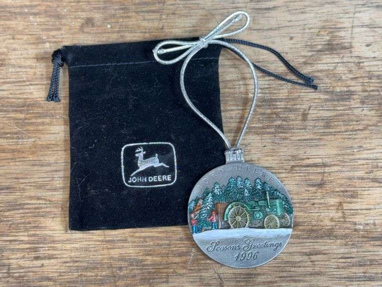 1996 John Deere Pewter Christmas Ornament image
