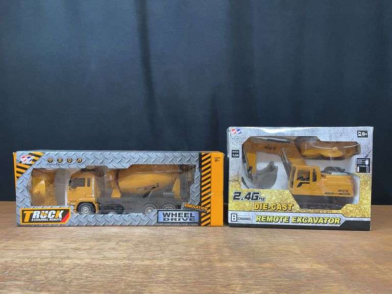 (2) Excavator + Cement Mixer RC Trucks NIB image