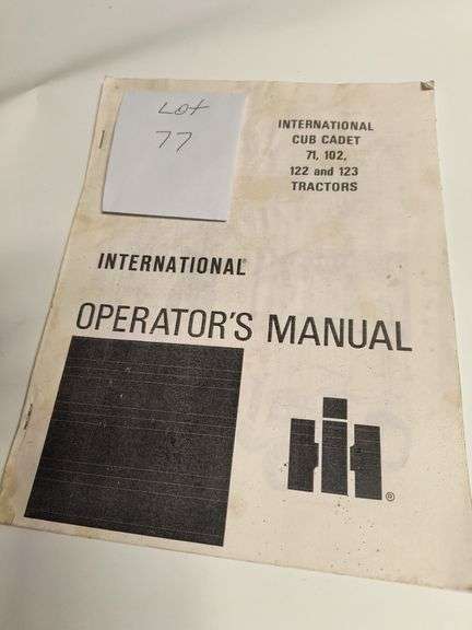 IH Cub Cadet 71/102/122/123 Operator's Manual image