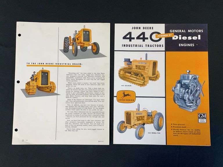 (2) John Deere 440 Industrial Sales Literature image
