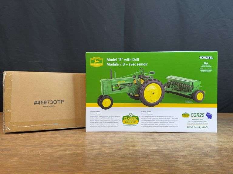 1/16 John Deere B + Drill Set 2025 Classic Green NIB Ertl image