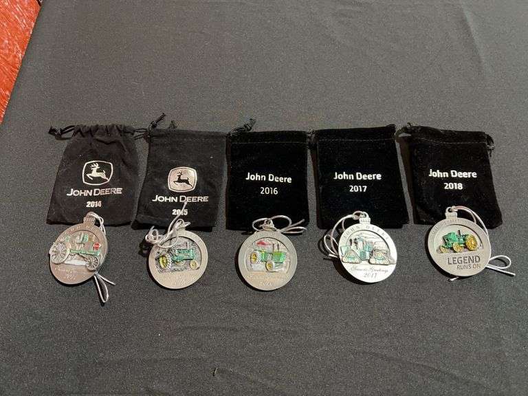 (5) John Deere Pewter Christmas Ornaments image