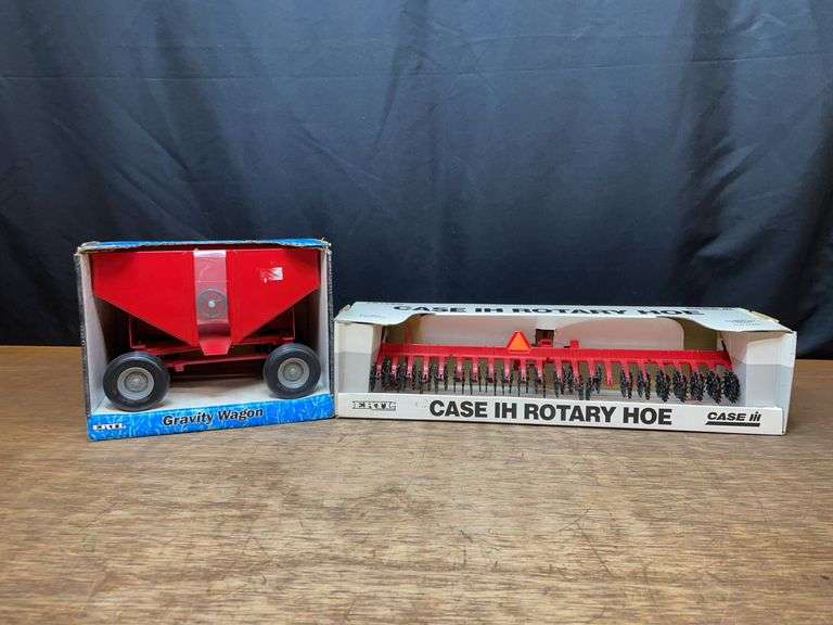 (2) 1/16 Case-IH Gravity Wagon + Rotary Hoe NIB Ertl image