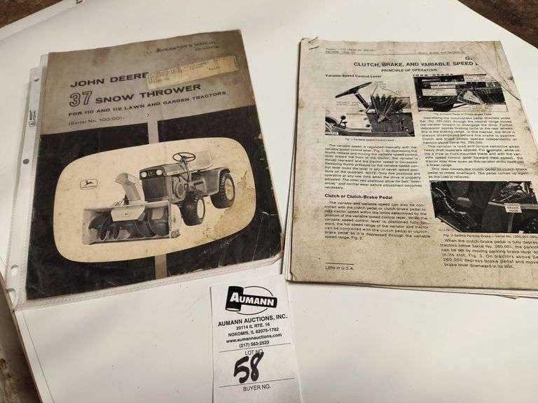 John Deere Snow Blower & Clutch Adjustment Literature image