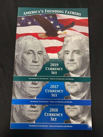 Department of Treasury Bureau of Engraving and Printing Americas Founding Fathers Currency Sets image