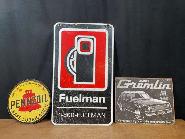 (3) Pennzoil, Fuelman, Gremlin Signs image