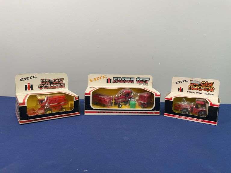 (3) 1/64 IH Tractor, Combine, Set NIB Ertl image