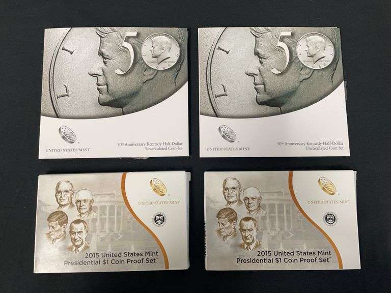 U.S Mint 50th Anniversary Kennedy Half Dollar Uncirculated Coin Set & 2015 U.S Mint Presidential $ Coin Proof Set image