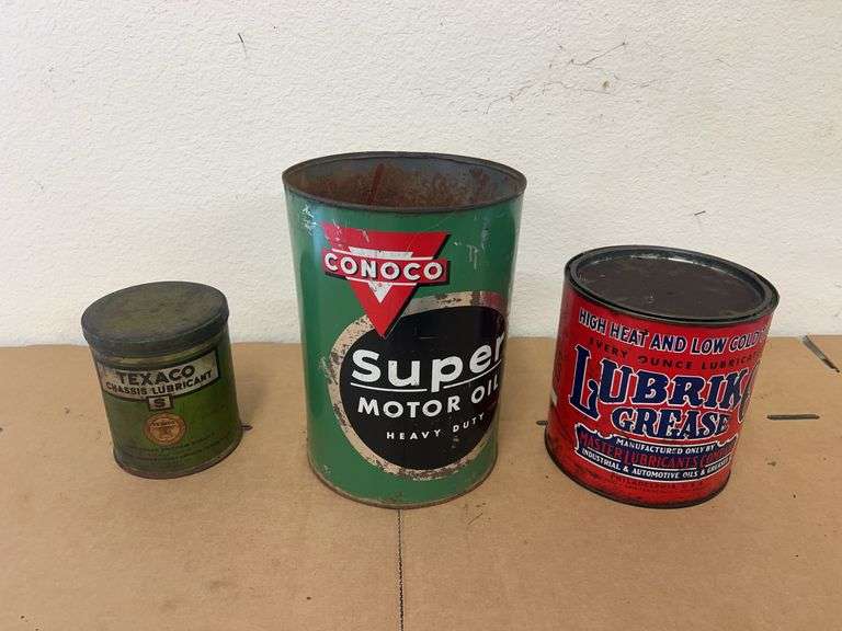 Conoco, Texaco, And Lubriko Cans image