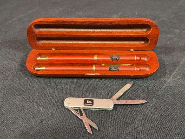 (2) John Deere Pocket Knife + Pen+Pencil Set image