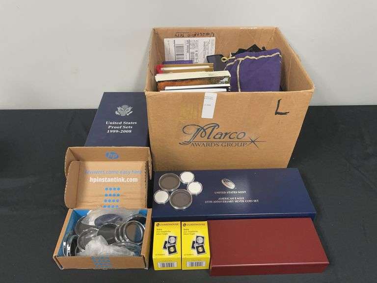One Large Box of Coin Collecting Supplies and Display Boxes image