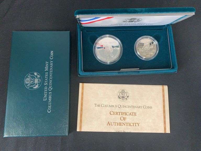 U.S Mint Proof Silver Dollar Columbus Quincentenary image