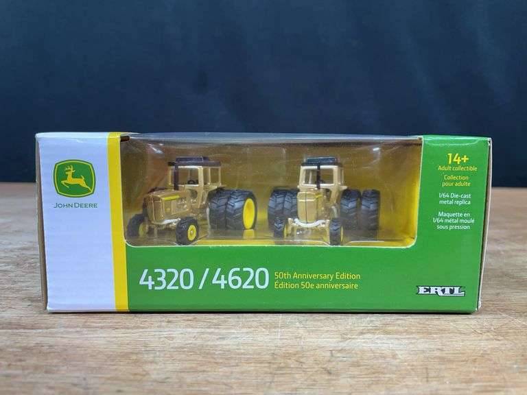 1/64 John Deere 4320 + 4620 Gold 50th Anniversary Set NIB Ertl image