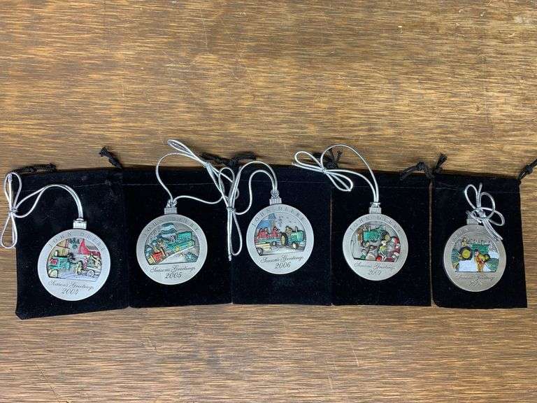 (5) John Deere Pewter Christmas Ornaments image