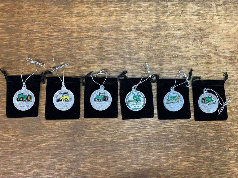 (6) John Deere Pewter Christmas Ornaments image