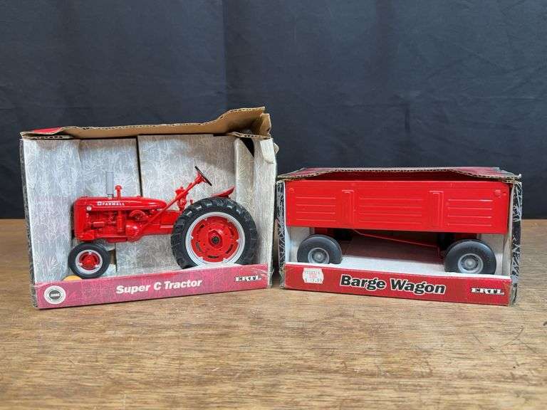(2) 1/16 Farmall Super C + IH Barge Wagon NIB Ertl image