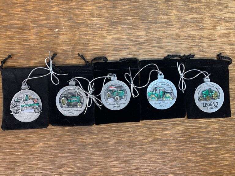 (5) John Deere Pewter Christmas Ornaments image