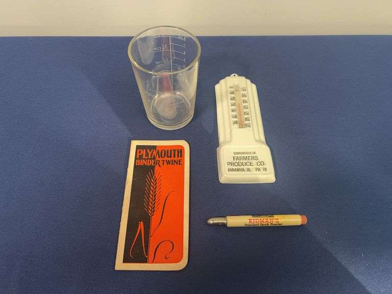 (4) Thermometer, Measuring Cup, Bullet Pencil, Notebook image