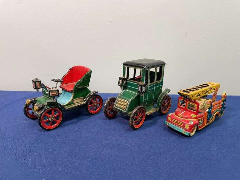 (3) Tin Cars and Fire Truck image