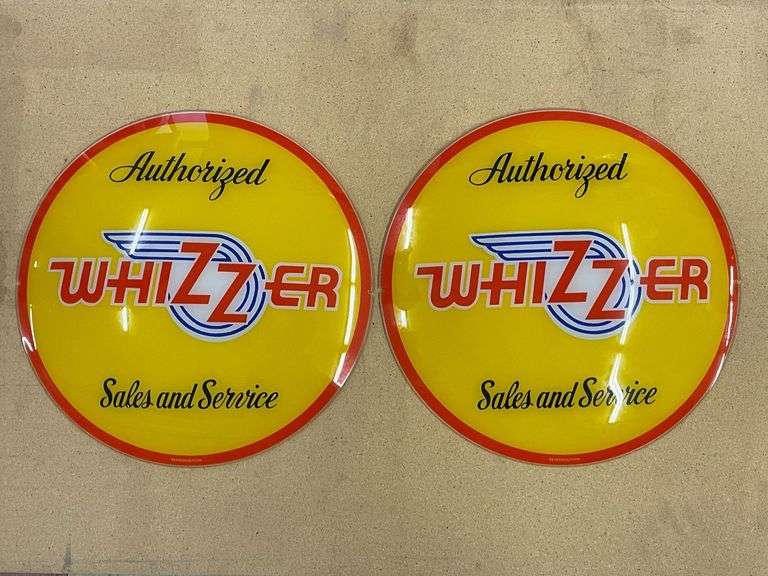(2) Reproduction Whizzer Glass Globe Panels image
