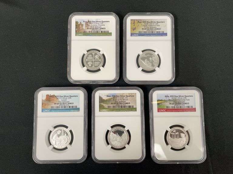 A 5 Coin Set of 2019 Silver Proof Quarters NGC Graded PF69 Ultra Cameo image