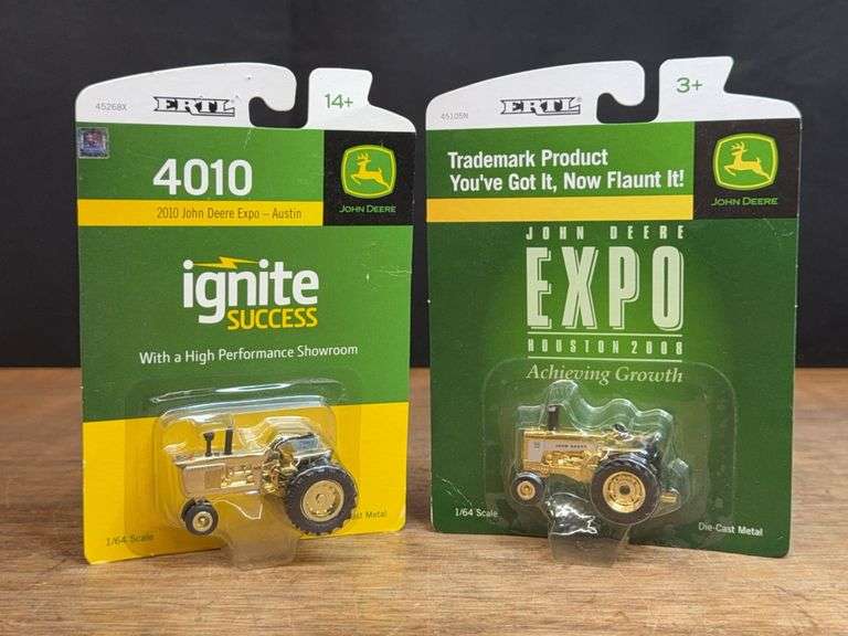 (2) 1/64 John Deere Gold Tractors Expo NIB Ertl image