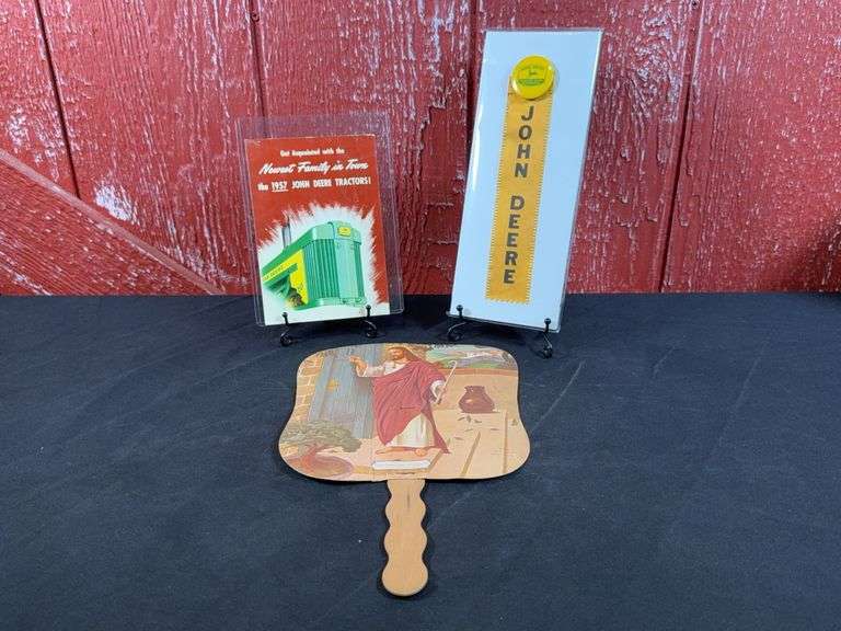 (3) John Deere Fan, Button, Postcard image