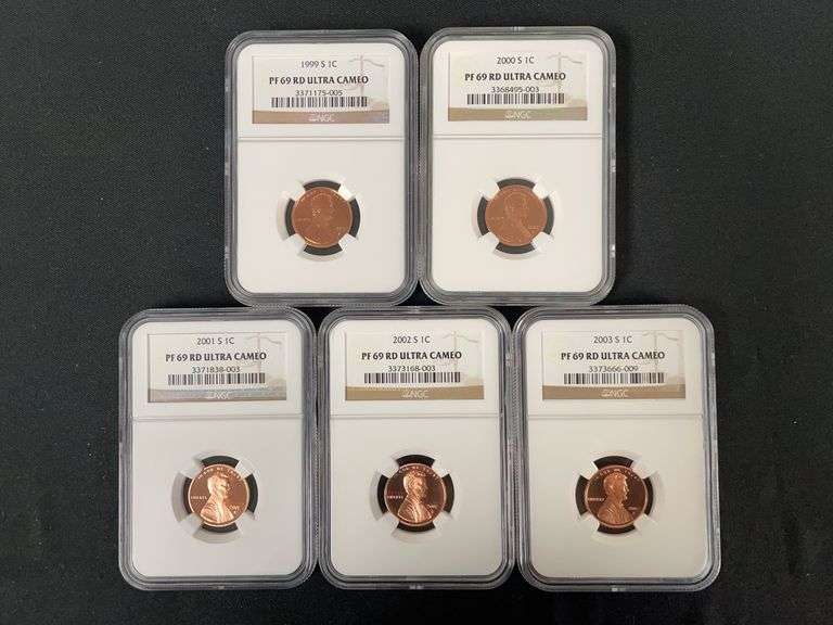 Lincoln Cents 1999/2000/2001/2002/2003 NGC Graded PF69 Ultra Cameo image
