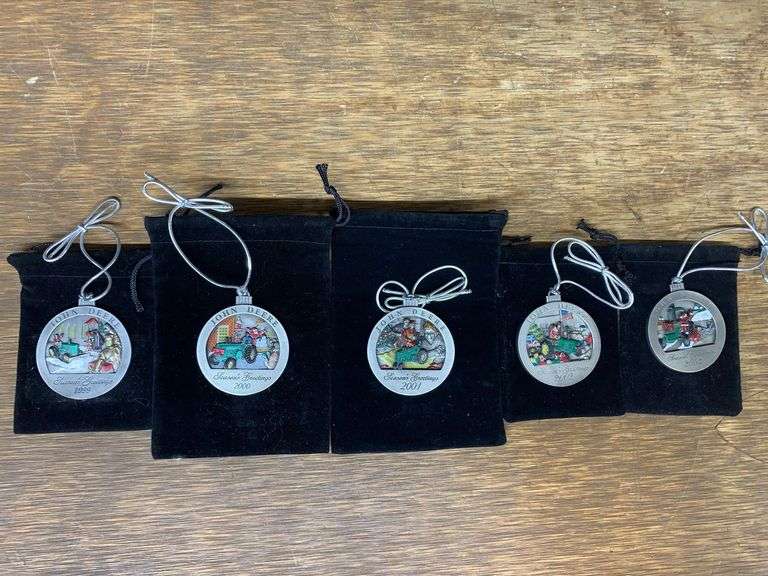 (5) John Deere Pewter Christmas Ornaments image