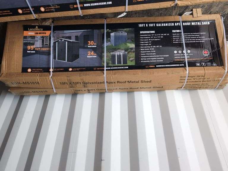 (1) Landhero 10' x 10' Galvanized Apex Roof Metal Shed - LDH-MS1010 image