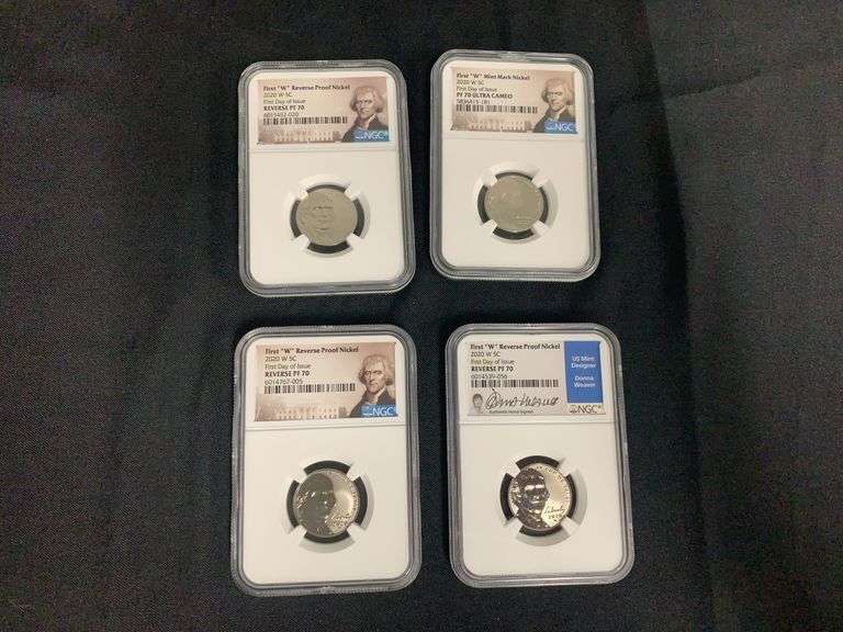 Nickel First "W" mint Mark First day of Issue Proof 70 2020W 4 Coins image