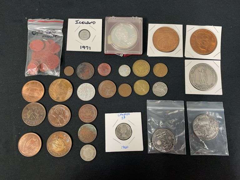 Mixed Lot of Coins, Token, Medallions, and More image