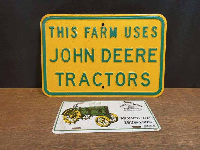 (2) John Deere Sign + License Plate image