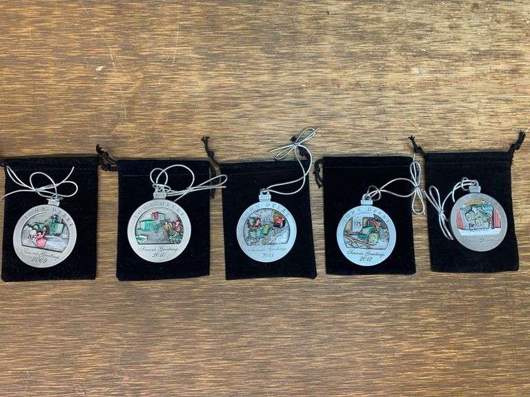 (5) John Deere Pewter Christmas Ornaments image