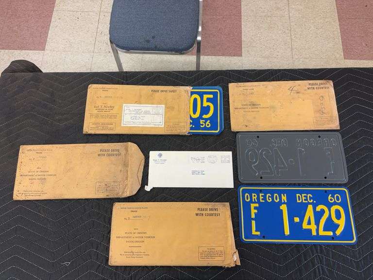 (4) Original NOS Oregon License Plates image