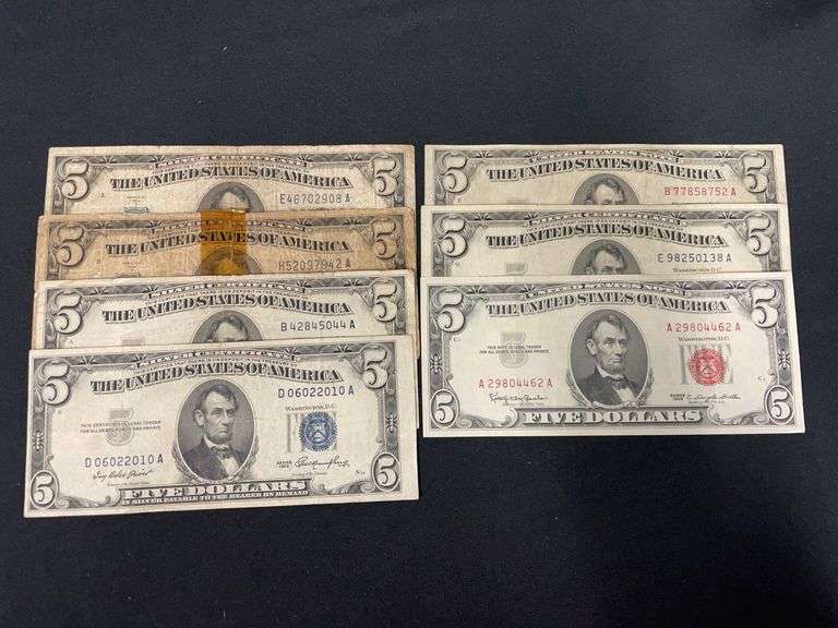 (7) Silver Certificates $5.00 image