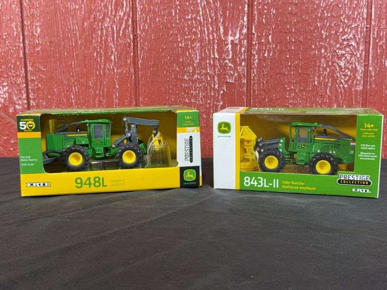 (2) 1/50 John Deere 948L Skidder + 843L-II Feller Buncher Prestige NIB ERtl image