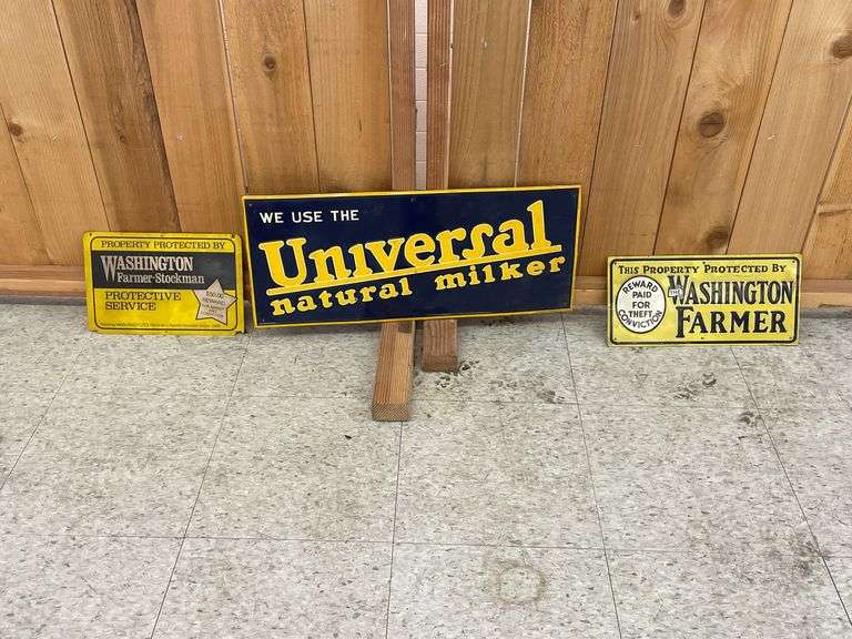 (3) Universal Milker and Washington Farmer Single sided signs image