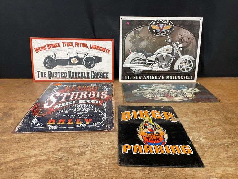 (5) Sturgis, Motorcycle, + Garage SST Signs image
