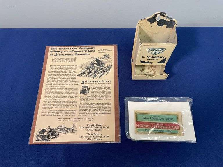 (3) McCormick-Deering Macthbox Holder, Ad, Decal image