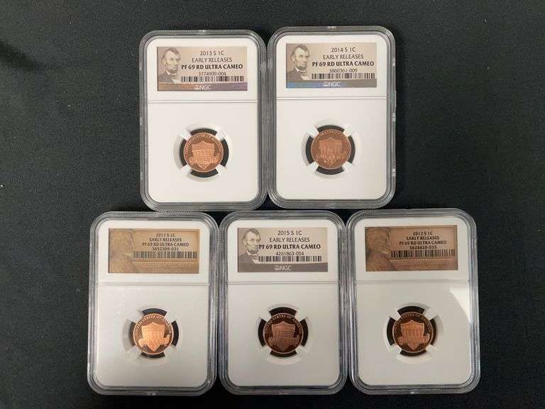 Lincoln Cents Early Release PF 69 RD Ultra Cameo 2011/2012/2013/2014/2015 NGC Graded image