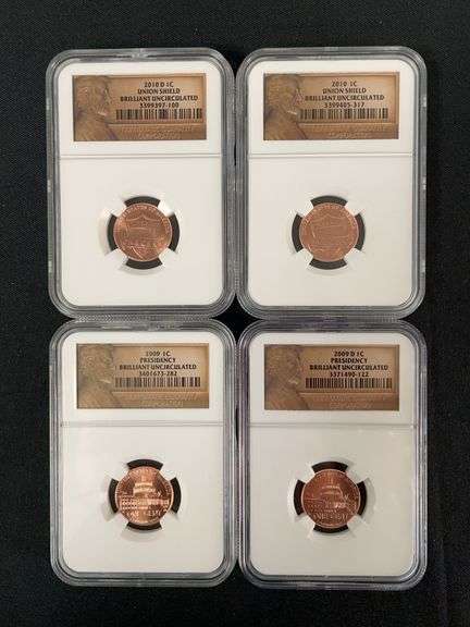 4- Coin Set of Lincoln Cents NGC Graded BU image