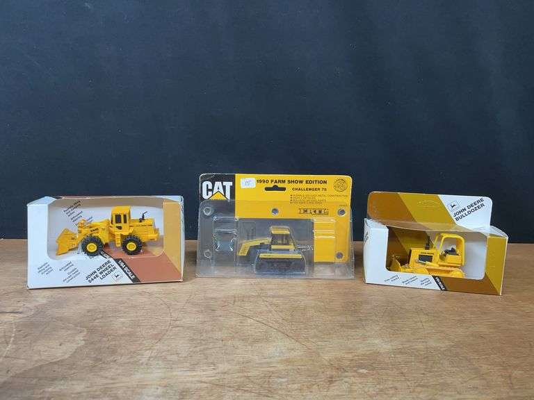 (3) 1/64 John Deere + Caterpillar NIB Ertl image