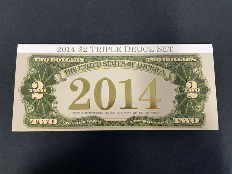 Triple Duece Set 2014 $2 Federal Reserve Notes From Kansas City/New York/San Francisco image