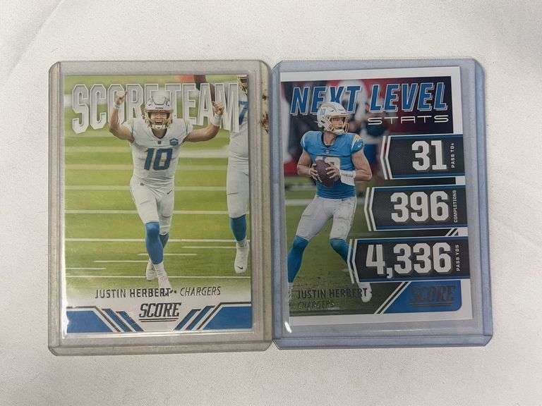 (2) Justin Herbert Football Cards image