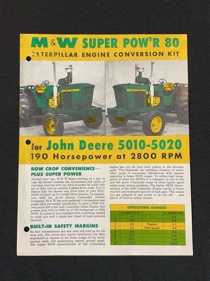 M&W John Deere 5010-5020 Caterpillar Repower Sales Literature image