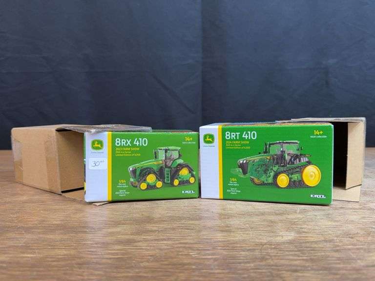 (2) 1/64 John Deere 8RX 410 + 8RT 410 Farm Show NIB Ertl image