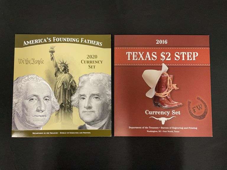 Department of Treasury Bureau of Engraving and Printing Texas $2 Step Currency Set image