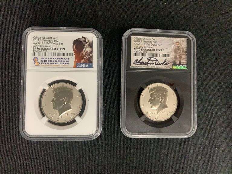 kennedy half Early Release 2019 S Apollo 11 Proof 70 Enhanced Coins image
